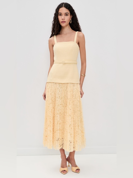 Astr Dresses & Skirts - ASTR Caitlin Mixed Media Yellow Midi Dress M